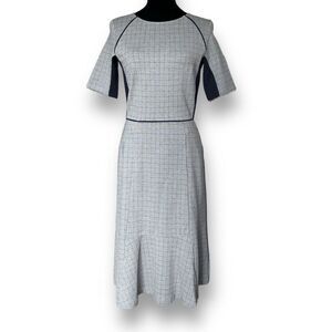 BetaBrand THE INTERVIEW Dress Size S Gray Navy Plaid Check Career Stretch Size S